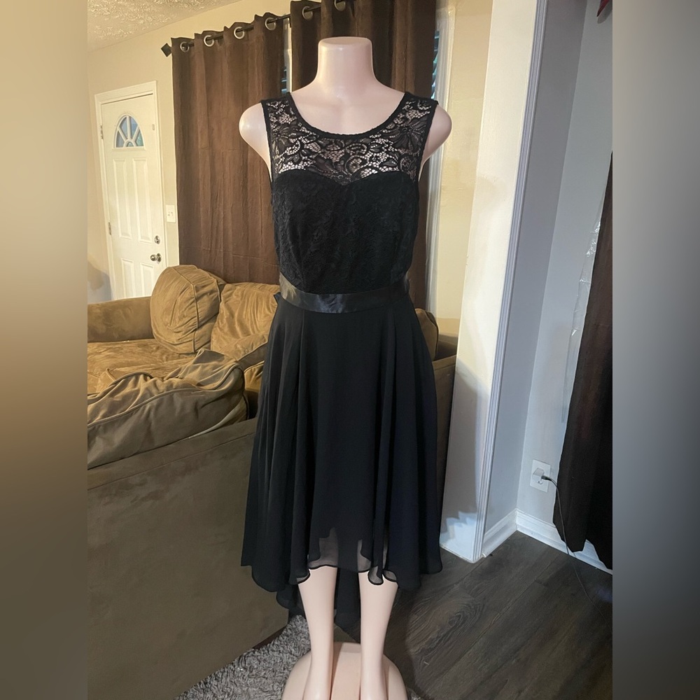 Bery Love Elegant Black Lace Dress tie waist cocktail woman small detail
